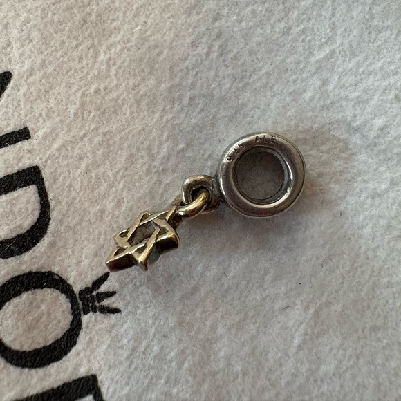 PANDORA Retired Star of David Bead Silver and Gold Charm 790271 - Picture 6 of 6